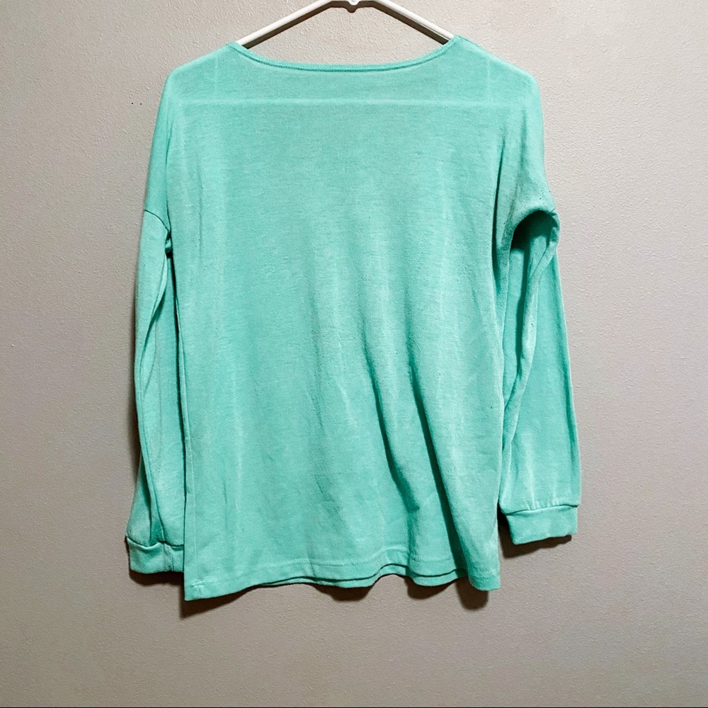 TOBI Open Back Long Sleeve Mint Top